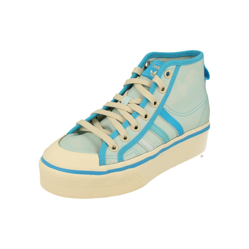 Adidas (4.5) Originals Nizza Platform Mid Womens Trainers Sneakers Blue