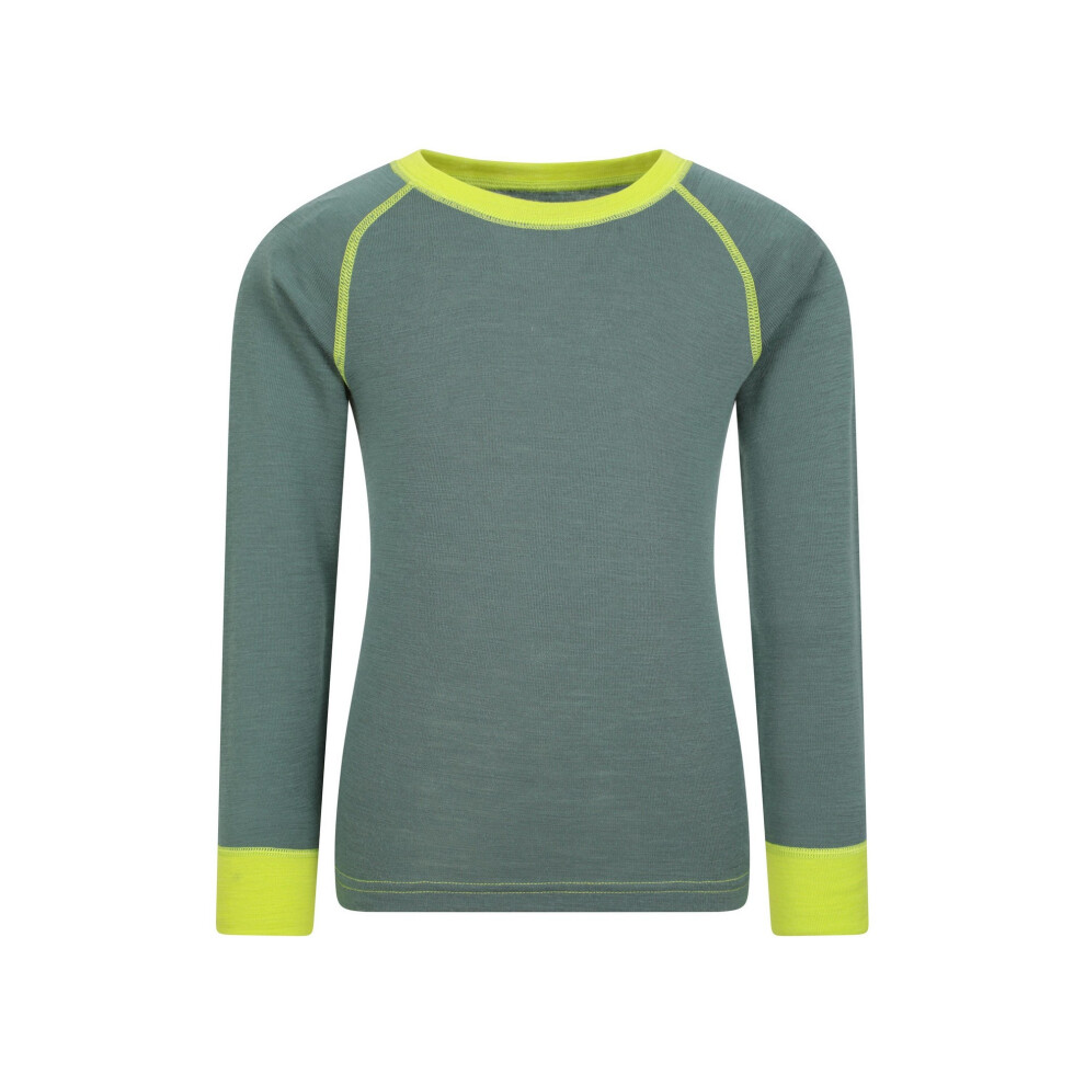 (3-4 Years, Khaki Green) Mountain Warehouse Childrens/Kids Merino II Round Neck Base Layer Top-image-OPC-PFHXPVB-NEW