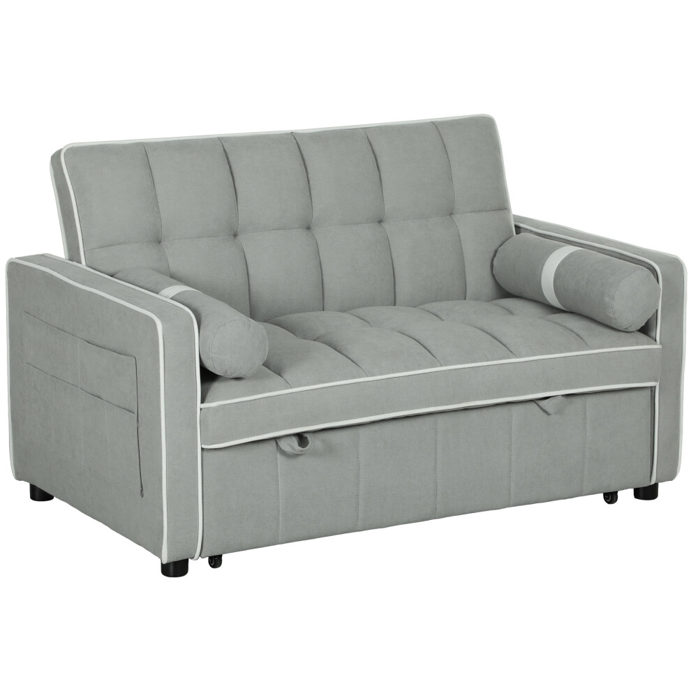 New Homcom Seater Pull Out Sofa Bed With Adjustable Backrest, Light Grey Size 2