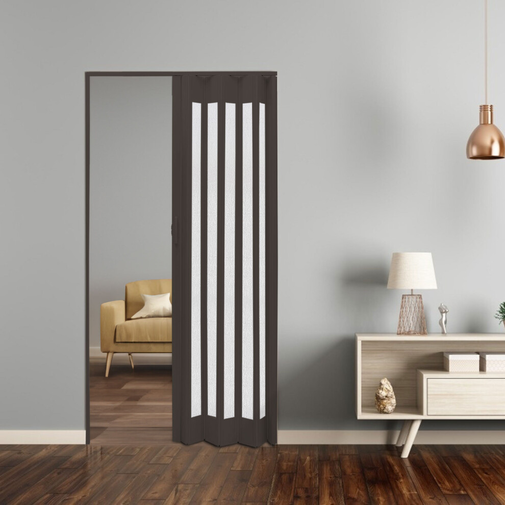 (Walnut, 6mm) 6/10mm Internal Folding Door PVC Sliding Panel Accordion Concertina Room Divider