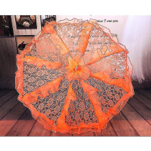 (Orange) Bud Silk Lace Wedding Shooting Parasol-4color Option