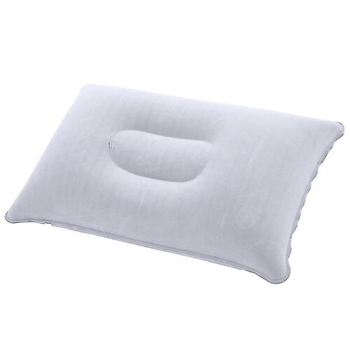 (grey) 2pcs Inflatable Pillow Camping Travel Soft Blow-up 1