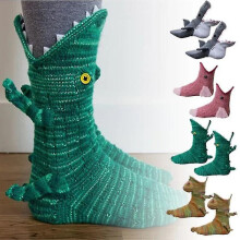 (Shark) Unisesx Xmas Knitted Animal Pattern Socks Funky Mid Calf Socks