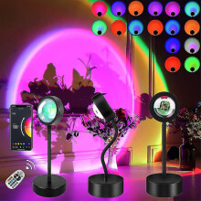 (No Remote 4 Colors) Tuya Smart Sunset Lamp Night Light Projector Life App Remote Led Lights Room Decoration Photography Birthday Gift