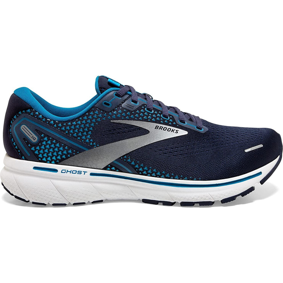 (US 9.5) Brooks Mens Ghost 14 Neutral Shoes Runners Sneakers Width (D)- Navy/Stellar/White