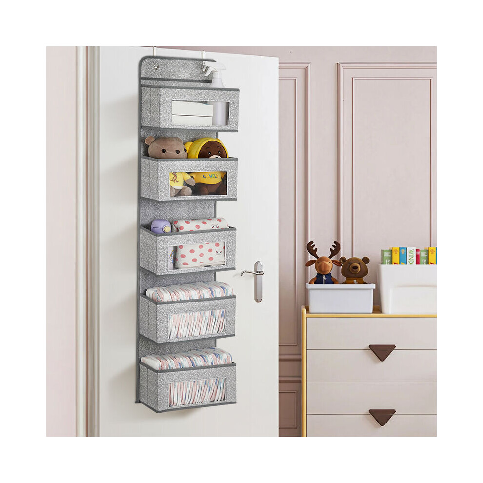 5 Pockets Over the Door Non Woven Fabric Organizer Grey