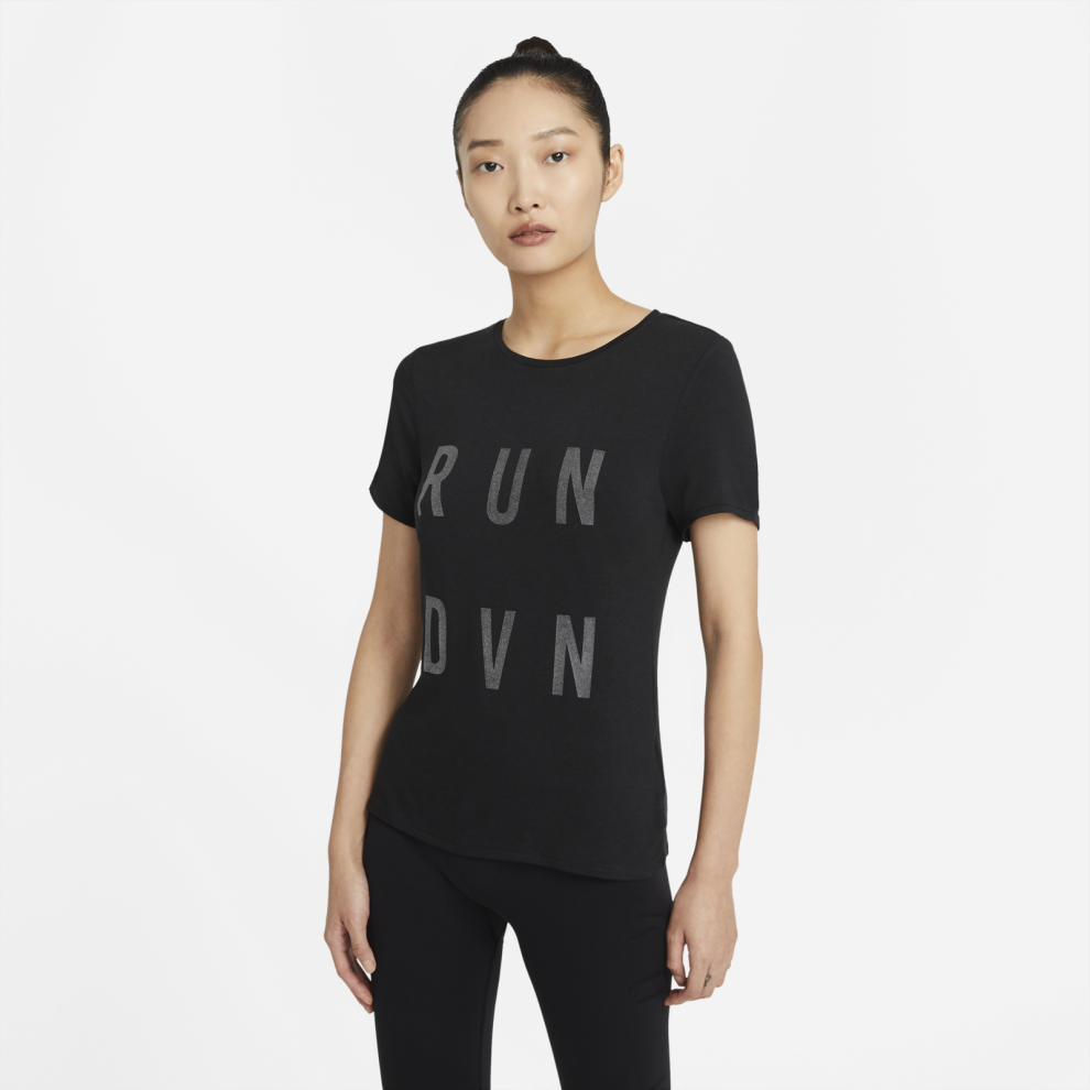 (XS) Nike Womens Run Division City Sleek Short Sleeve Top - Black