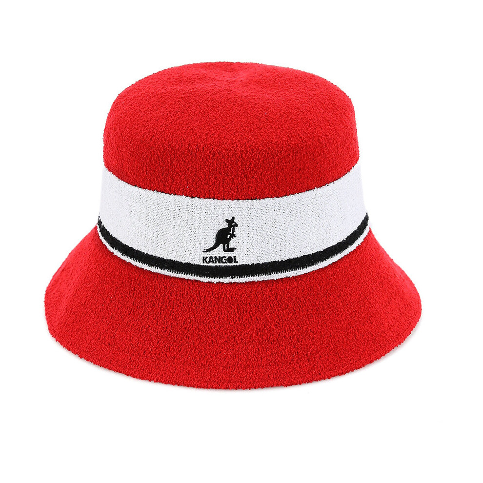 (S) Kangol Soft Bermuda Stripe Bucket Hat - Scarlet Red