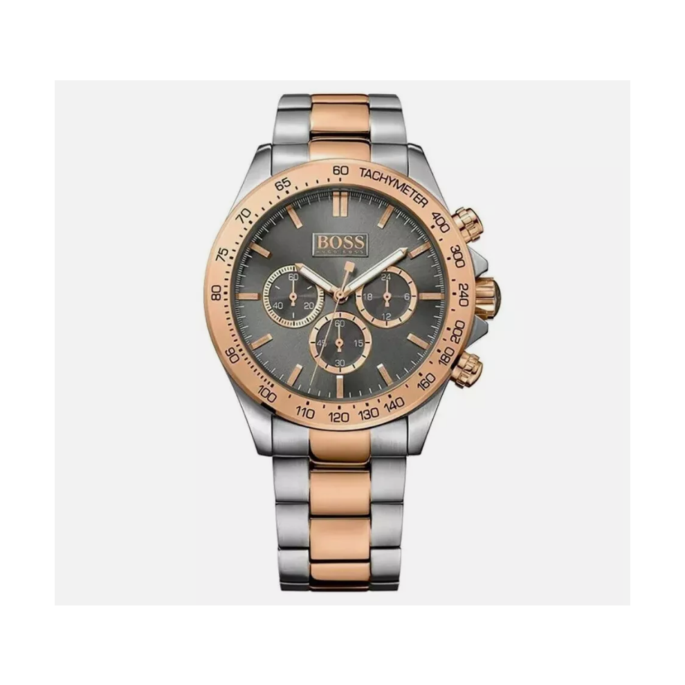 BOSS MENS 1513339 WATCH STAINLESS STEEL TWO TONE BRACELET GREY DIAL