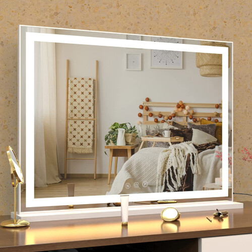 Living And Home 50x42cm Hollywood Vanity Mirror Bedroom Dimmable LED Light Dressing Table Make Up Mirror