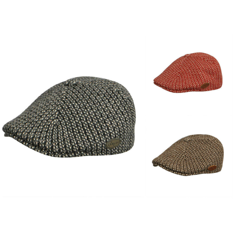 (Claret Red (CL607), L) KANGOL Houndstooth 507 Ivy Cap Wool Blend Hat K1543CO Winter Warm