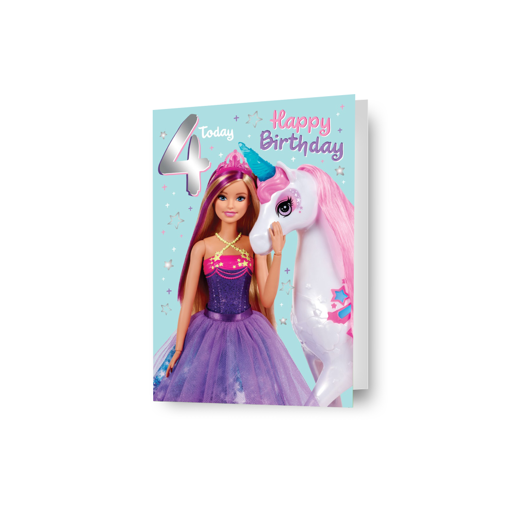 Barbie Age 4 Birthday Card