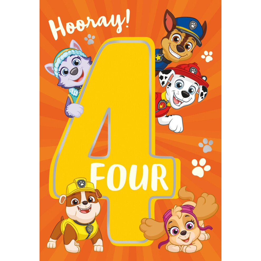 Paw Patrol Age 4 Birthday Card