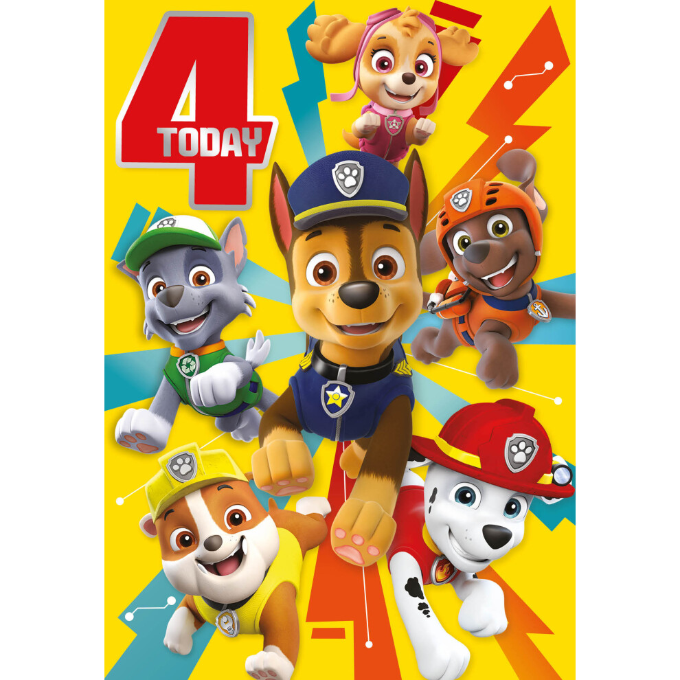 Paw Patrol Age 4 Birthday Card