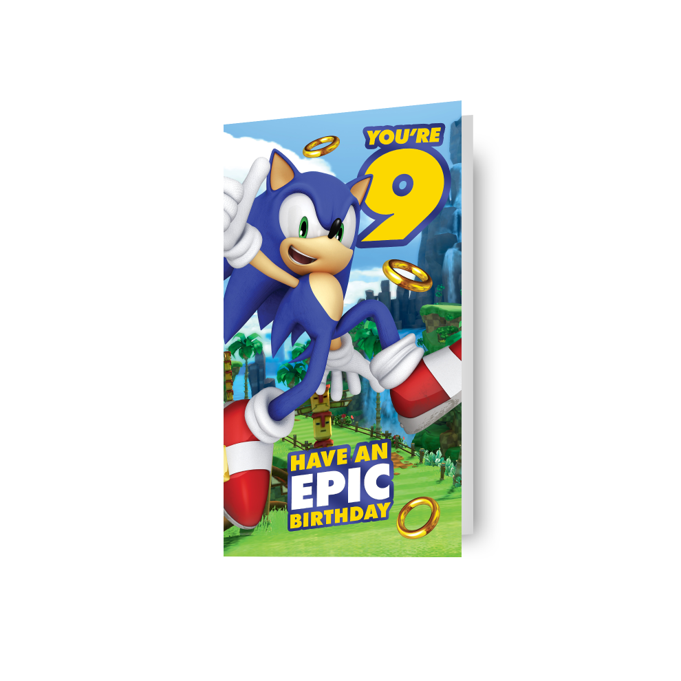 Sonic the Hedgehog Age 9 Birthday Card