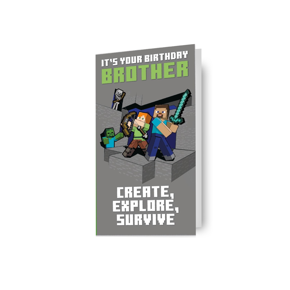 Minecraft 'Brother' Birthday Card