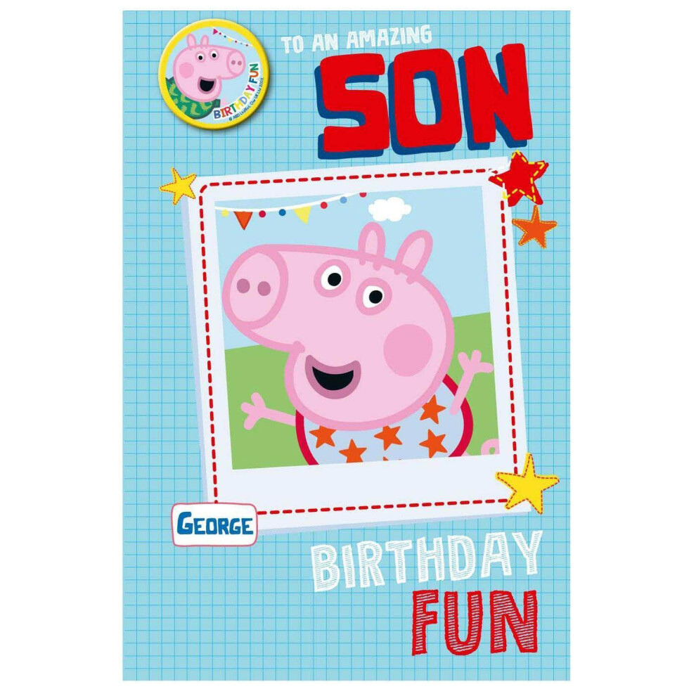 Peppa Pig Son Birthday Card & Badge