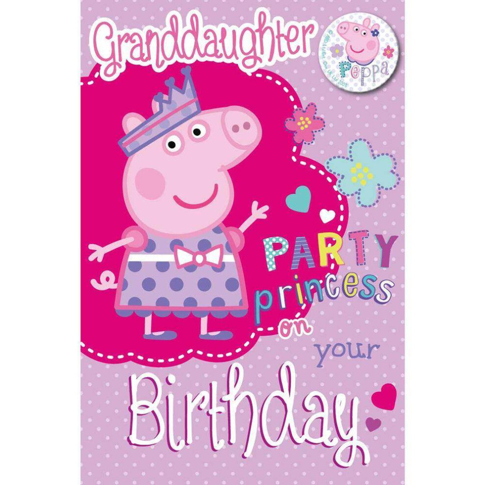 Peppa Pig Granddaughter Birthday Card & Badge