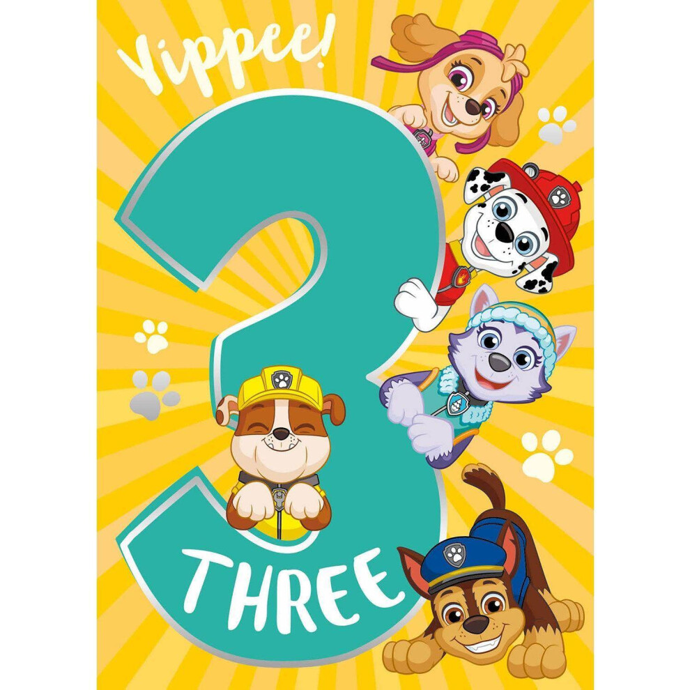 Paw Patrol Age 3 Birthday Card
