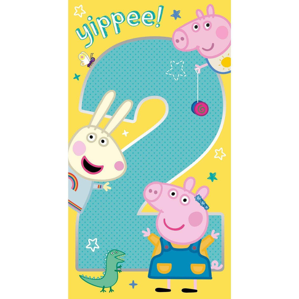 2nd Birthday Card Peppa Pig Age 2 Greeting Card with Envelope FSC Accredited - Image 2