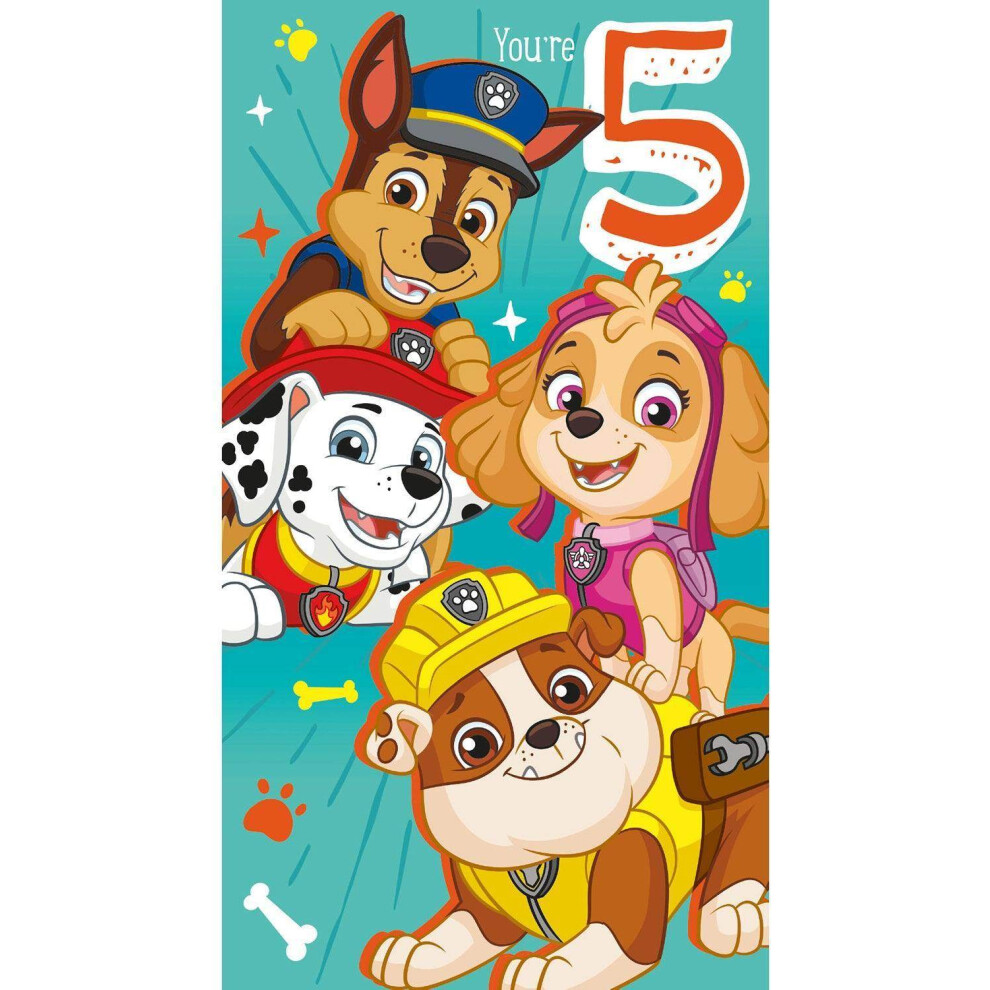 Paw Patrol Age 5 Birthday Card, You're 5