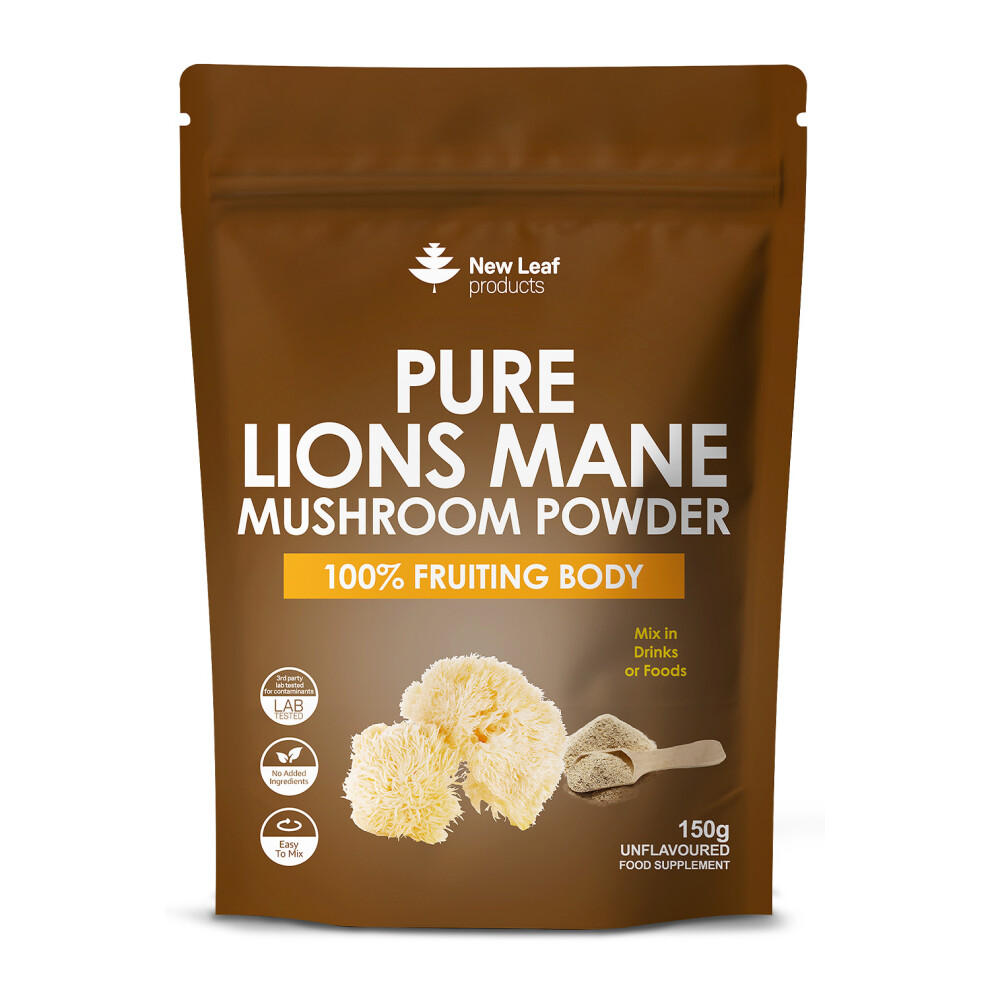 New Leaf Product Lions Mane Powder - Potent 3000Mg Mushroom Powder - 100% Fruiting Body