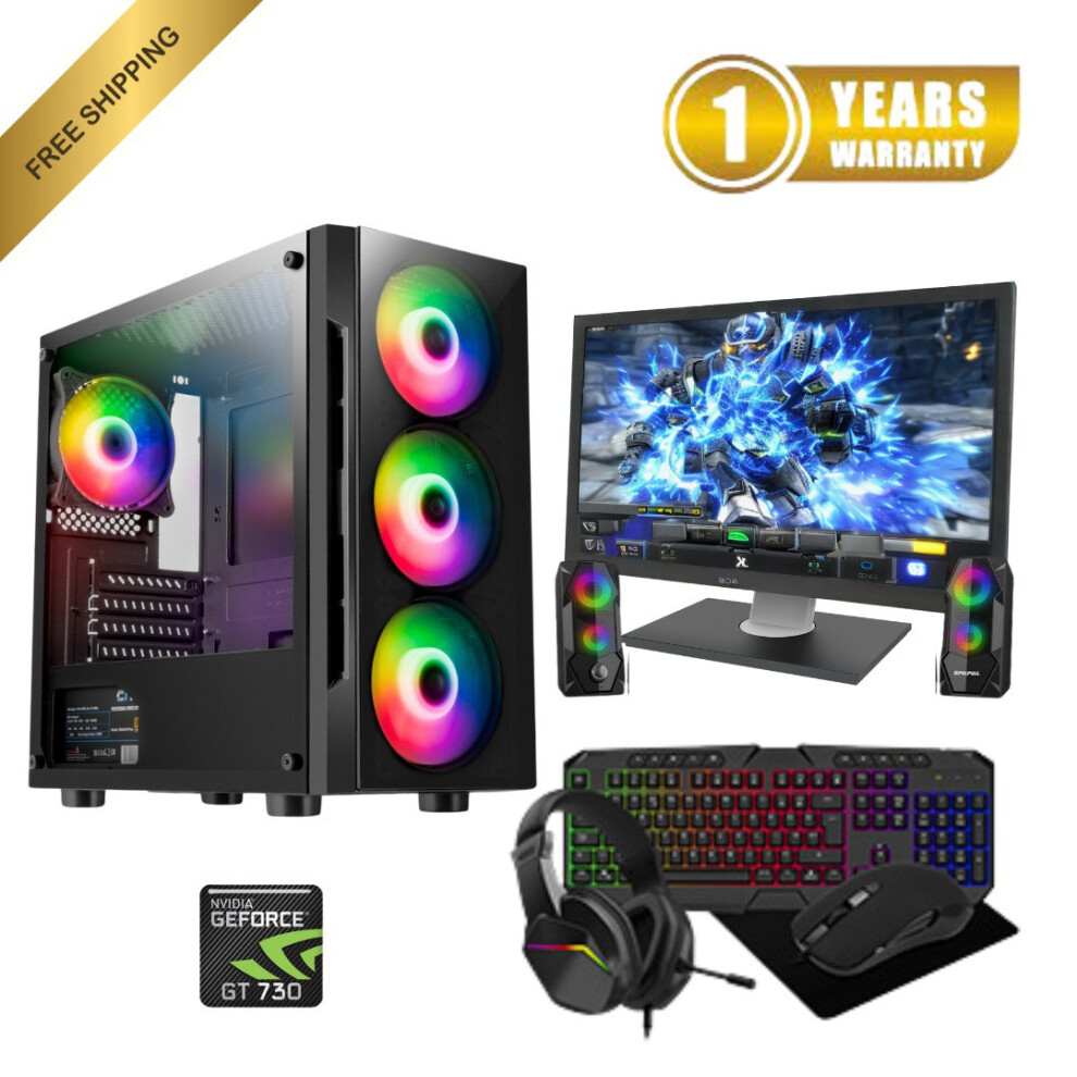 22in Fast Gaming PC Bundle Core i5 16GB RAM 1TB & 128GB SSD 4GB GT730