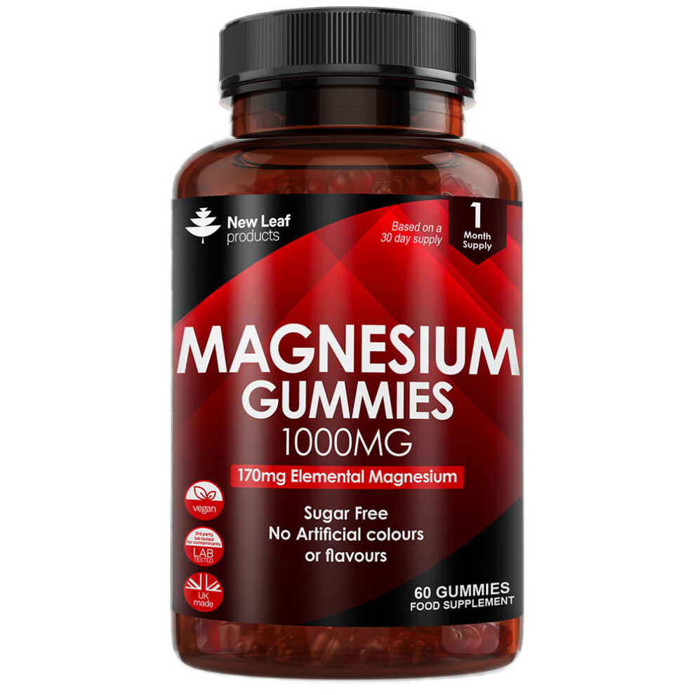 Magnesium Gummies - 60 Sugar Free Vegan Magnesium Gummies 1000mg