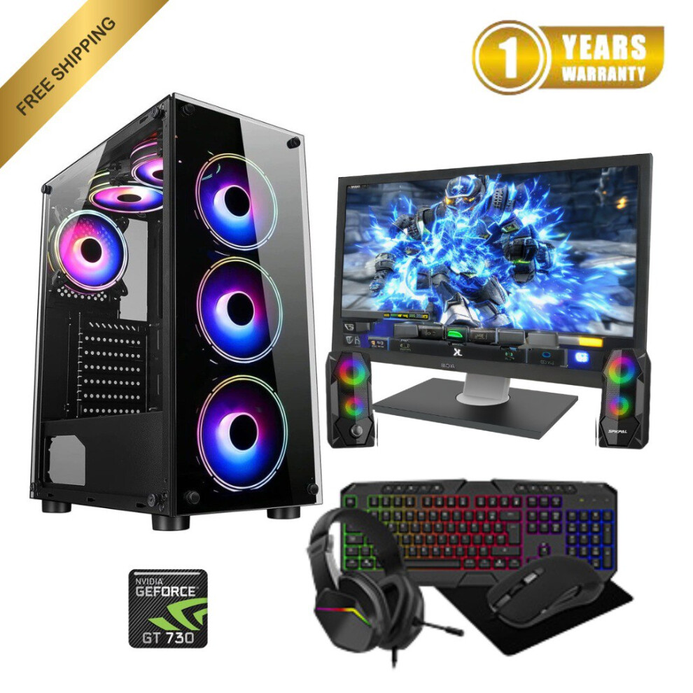 22'' Fast Gaming PC Bundle Core i5 16GB RAM 1TB & 128GB SSD 4GB GT730