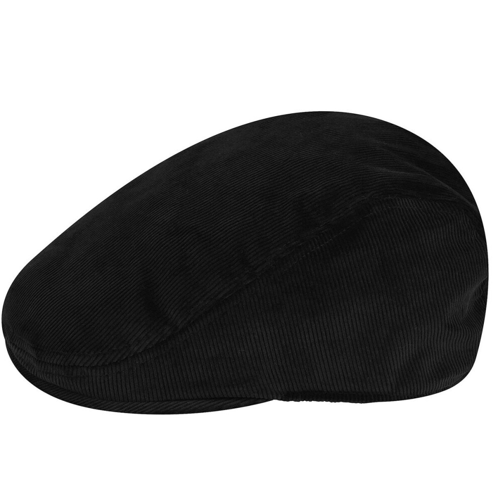 (L) Kangol Cord Ivy Cap Hat Golf Flat Newsboy Gatsby Driving Beret - Black