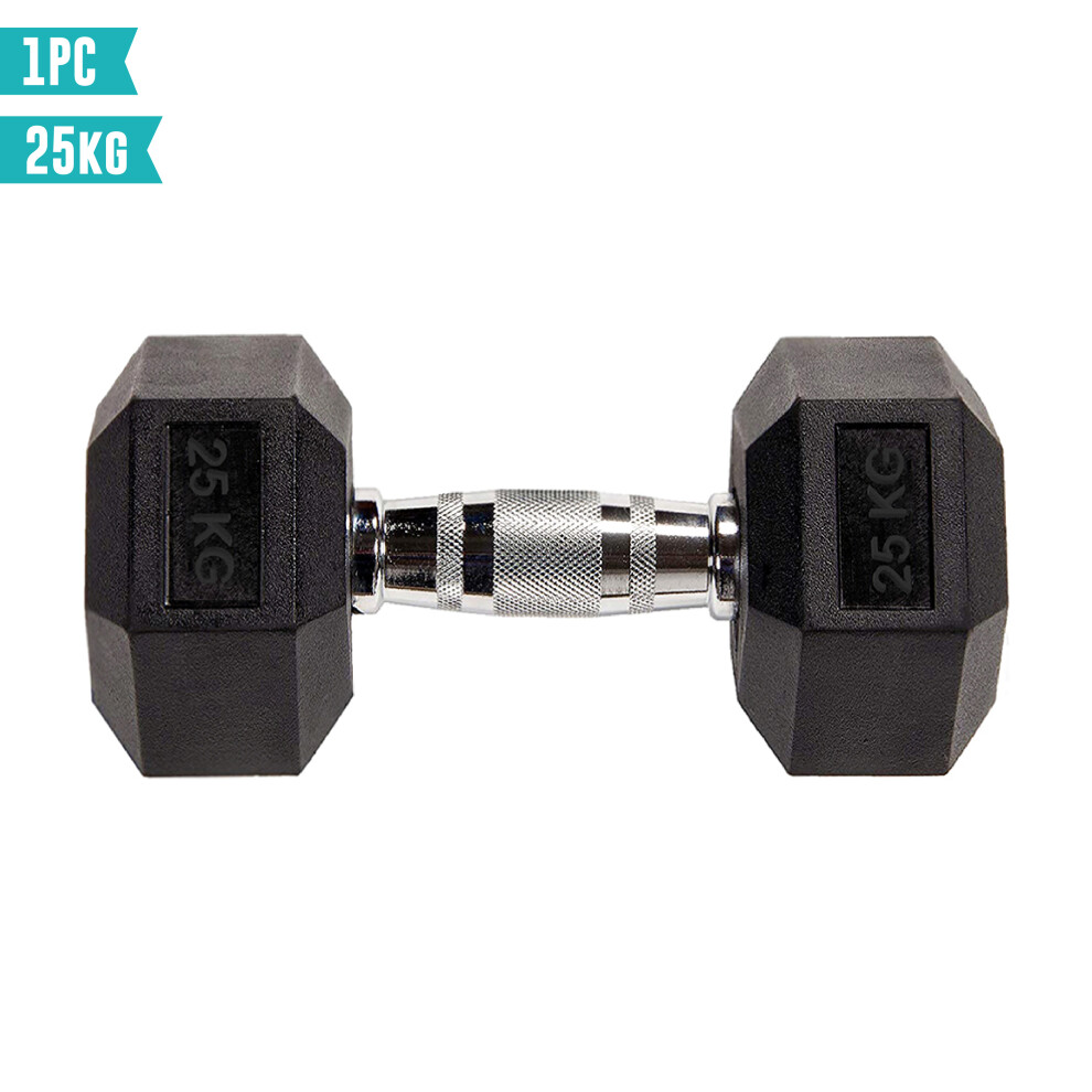 (25KG Single) Hex Dumbbell Rubber Weight From 5.0 KG to 25 KG