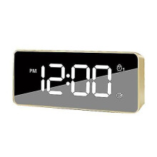 (Gold) Digital Alarm Clocks For Bedrooms Heavy Sleepers Led Bedside Desk Alarm Clock