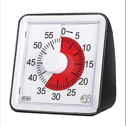 (Black) Visual Analog Timer, Silent Countdown Timer, Time Management Tool For Kids And Adults (red)
