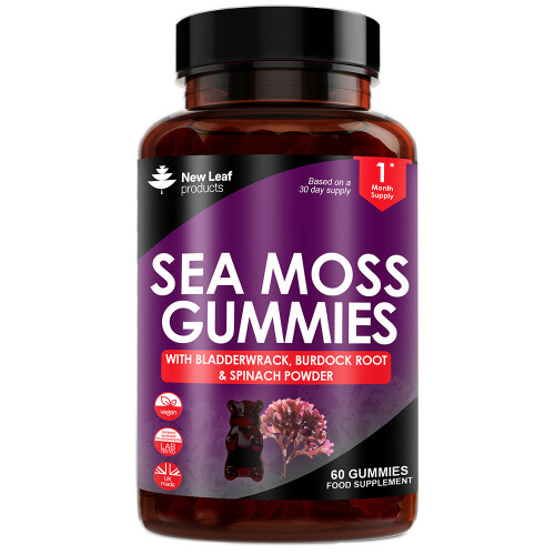 New Leaf Product Sea Moss Gummies + Burdock Root & Bladderwrack, 60 Vegan Gummies