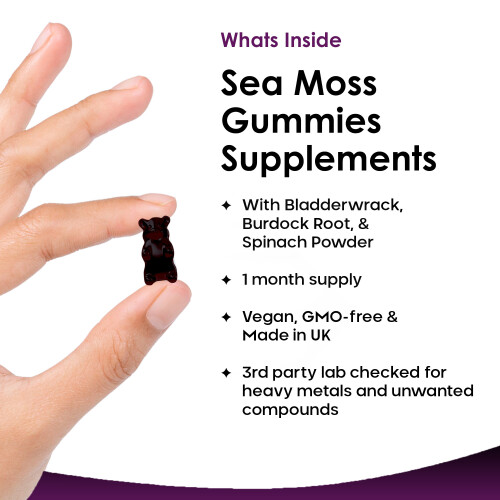 New Leaf Product Sea Moss Gummies + Burdock Root & Bladderwrack, 60 Vegan Gummies 1