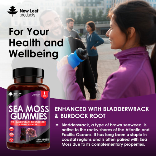 New Leaf Product Sea Moss Gummies + Burdock Root & Bladderwrack, 60 Vegan Gummies 2