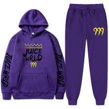 (L, purple 1) New Juice World Hoodie Suit Sweatshirt + Jogging Pants Juice Wrld Juice Wrld Juice Wrld Trap Rap Rainbow Tomography Juice Wrld
