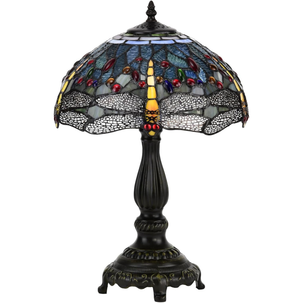 (Yellow Dragonfly Tiffany Table Lamp) BELOFAY Tiffany Lamps, Stained Glass Handmade Tiffany Vintage Bedside Table Lamps