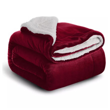 (Double Sherpa Blanket) Sherpa Fleece Throw Red Blanket Single Double King