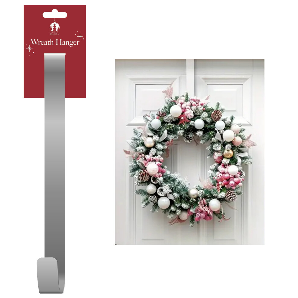 Silver Door Wreath Hanger Christmas Hook Meatal Over Door Hanger