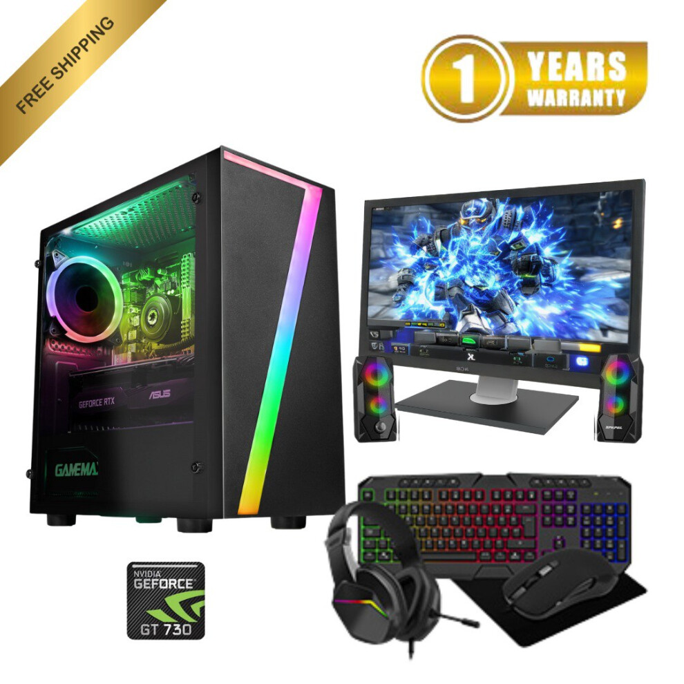 Fast Gaming PC Bundle Core i5 16GB RAM 1TB & 128GB SSD 4GB GT730 22''