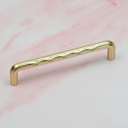 (128mm Handle	) Brass Gold Cupboard Handles Grooved 128mm & 192mm 2