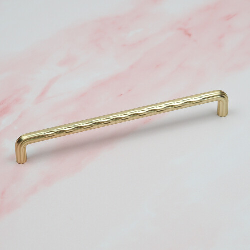 (192mm Handle	) Brass Gold Cupboard Handles Grooved 128mm & 192mm 2