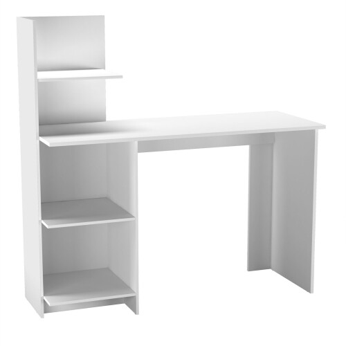 URBN Living (White/Grey) 4 Tier Computer Desk Workstation Shelves Home Office Study Writing Table 2