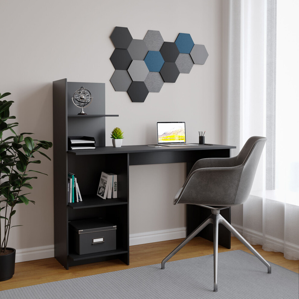 Urbn Living (Black) 4 Tier Computer Desk Workstation Shelves Home Office Study Writing Table Black