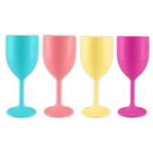 4x Wine Glass Goblet Plastic Red White Party BBQ Colorful Reuse 300ml