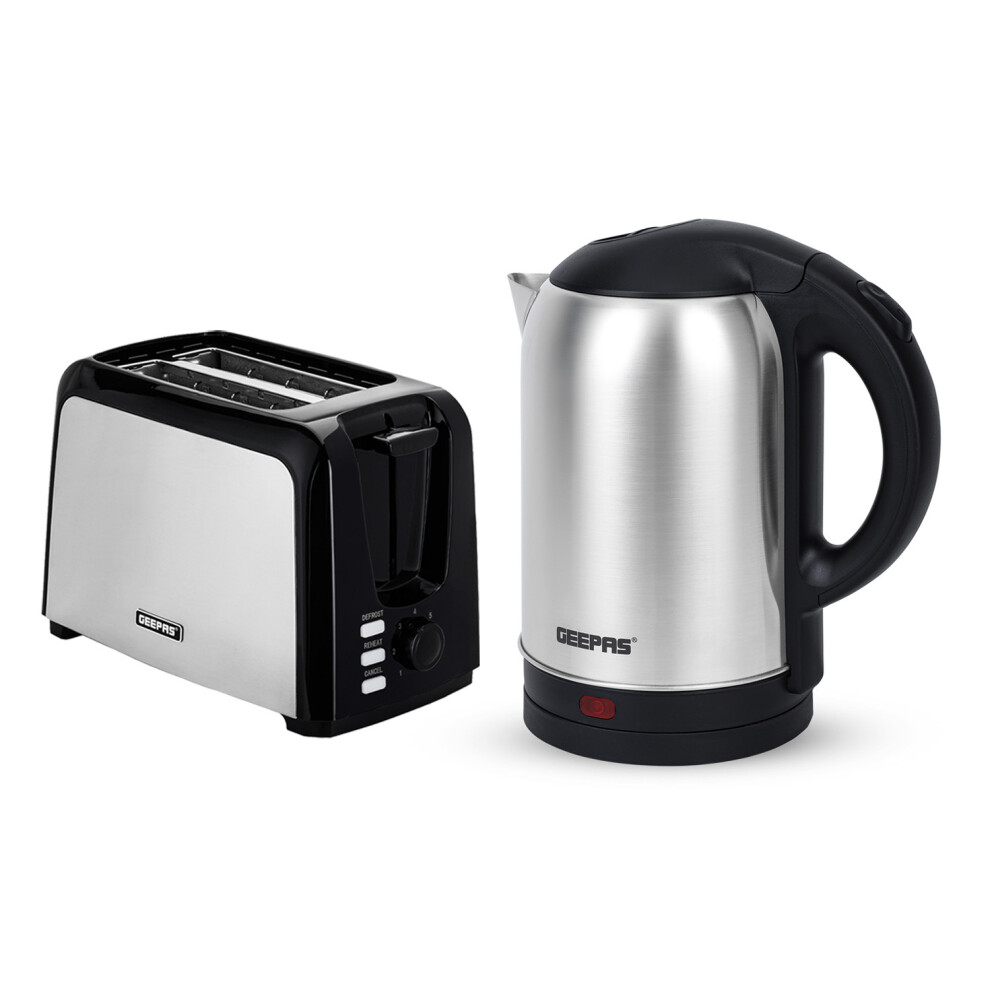 Geepas 2 Slice Bread Toaster & 1.8L Electric Kettle Kitchen Combo Set