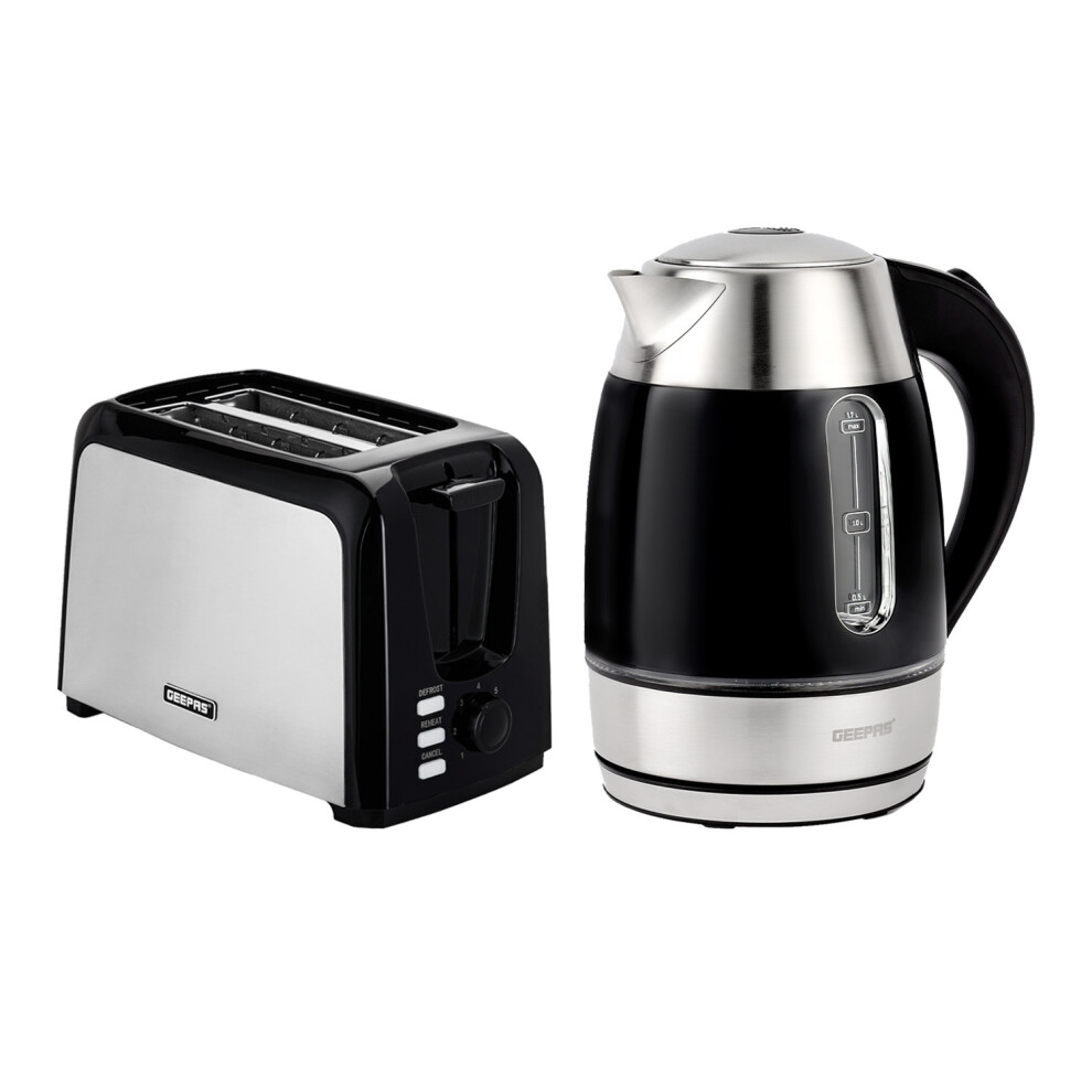 Geepas 2 Slice Bread Toaster & 1.7L Illuminating Electric Kettle Set