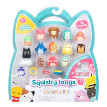 Squishmallows Squish-a-longs Figur 14-pak Serie 1: 14 Mini-Squish (1 tomme), Mystery Mini-Squish, Ring og tilbehør, Samlerguide