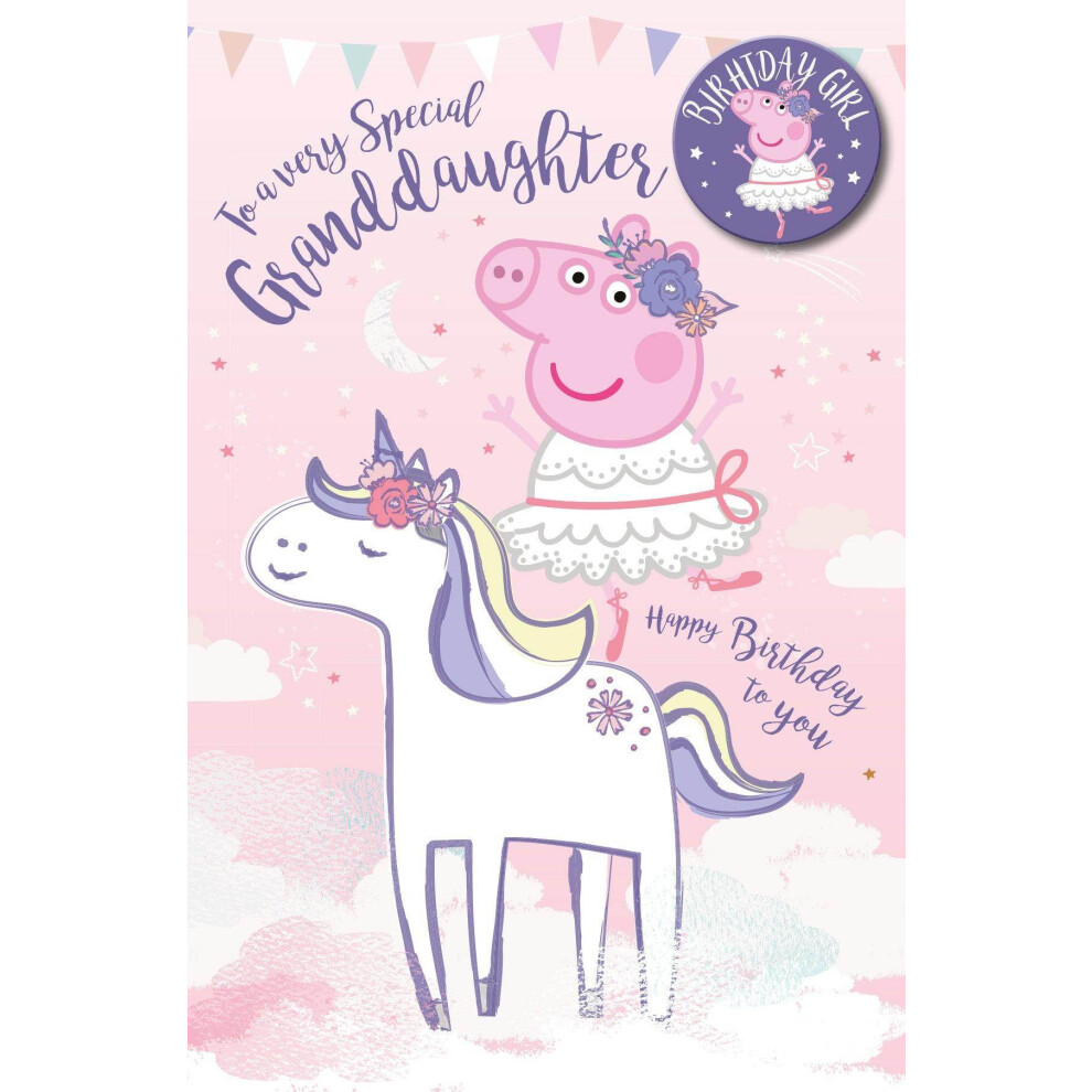 Peppa Pig Granddaughter Birthday Card & Badge